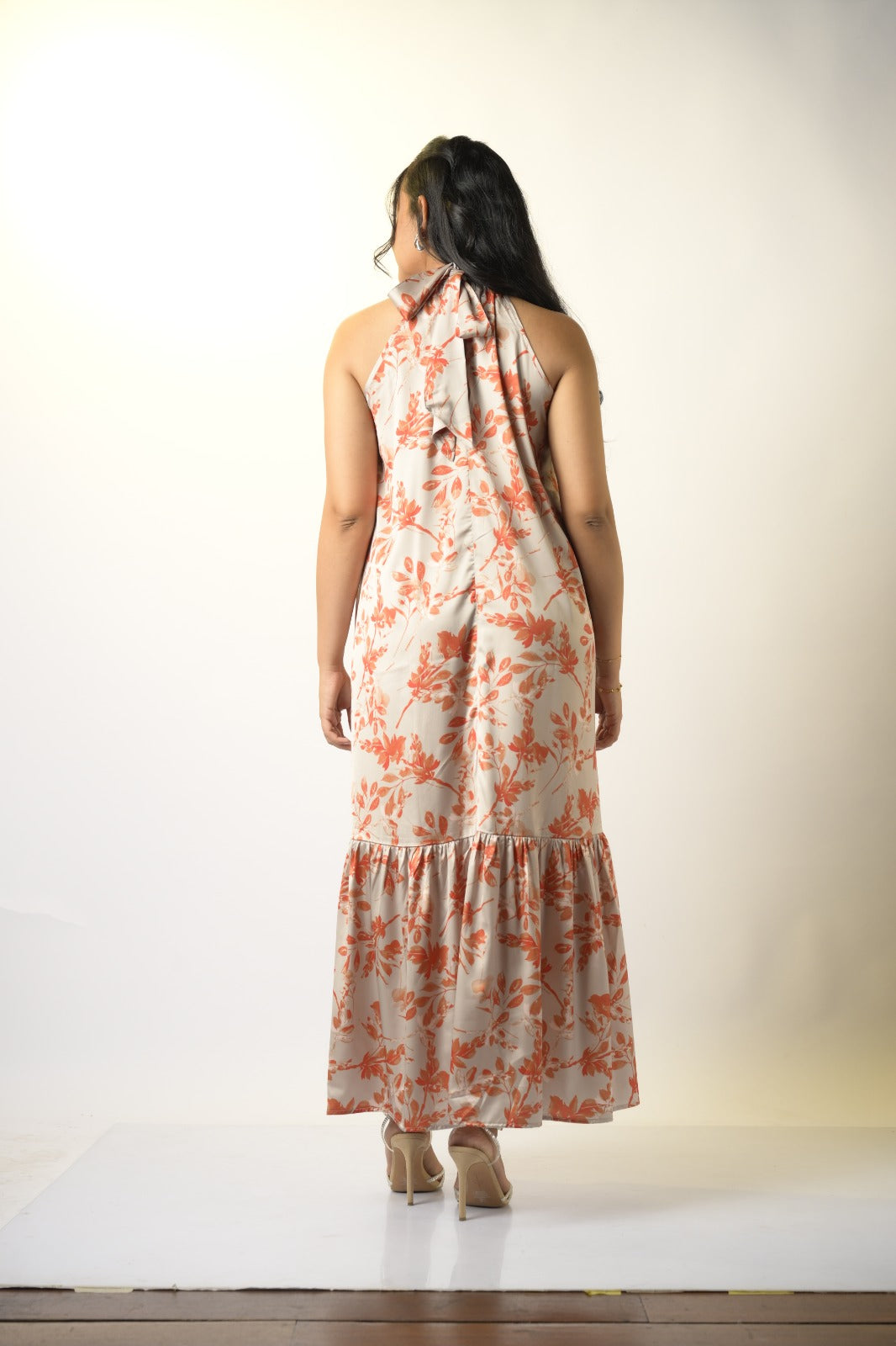 Orange ivory duet maxi dress