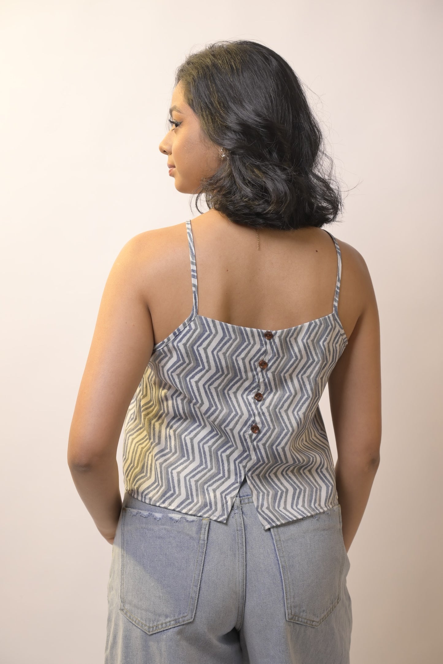 Dolly Top - Blue zigzags