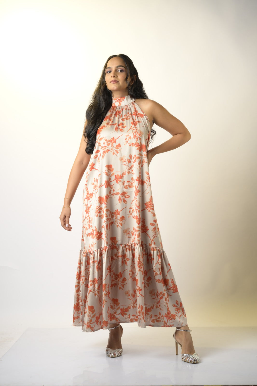 Orange ivory duet maxi dress