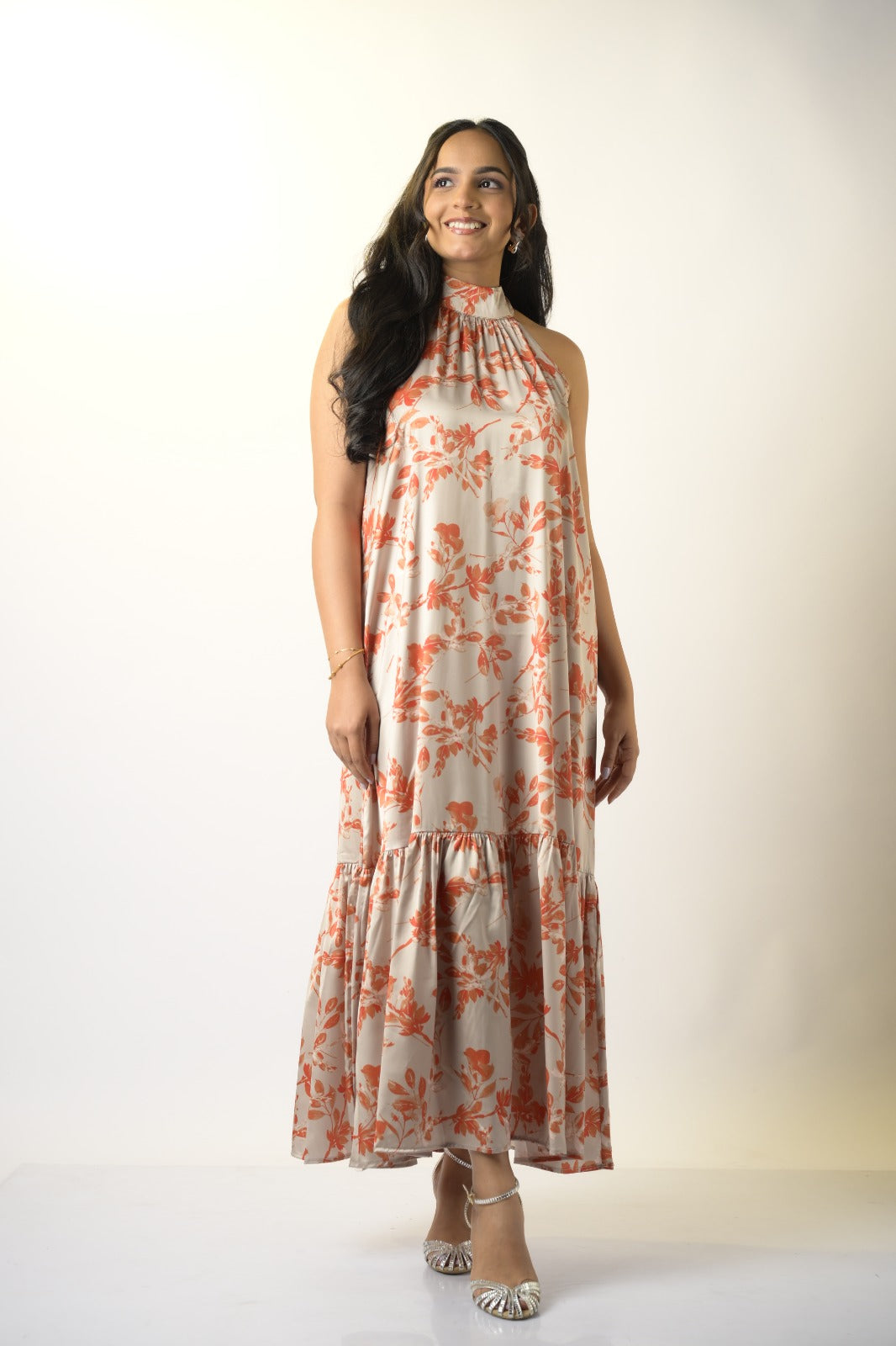 Orange ivory duet maxi dress