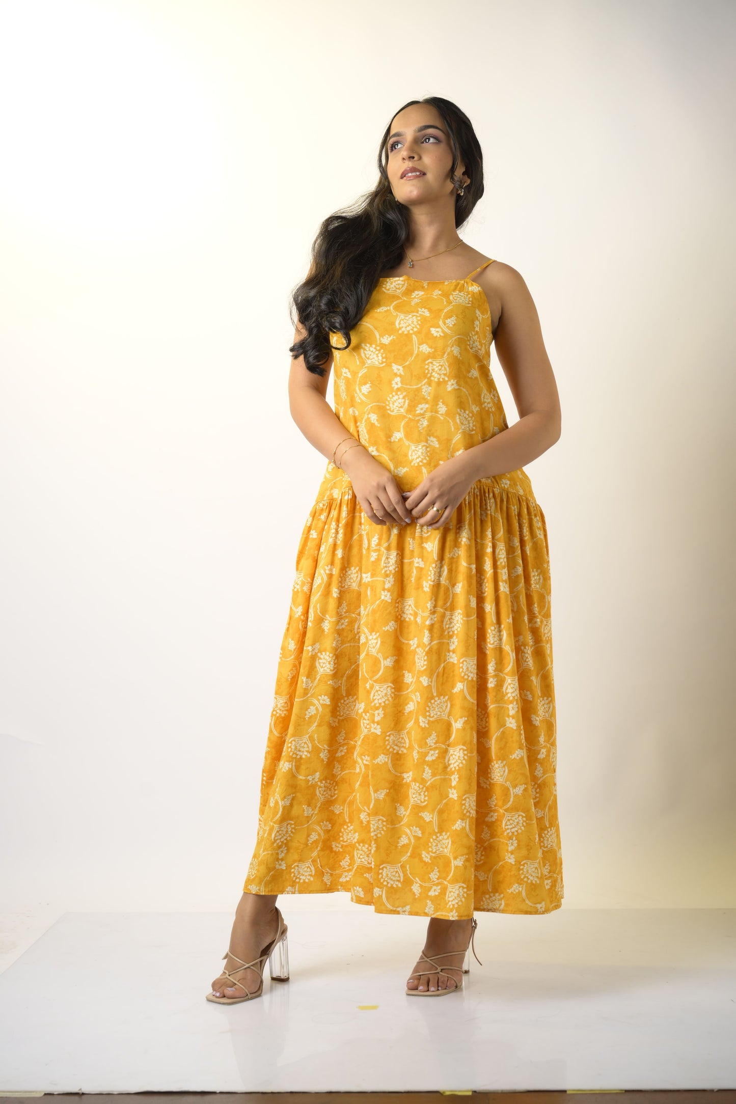 Paradise Bird Yellow maxi dress