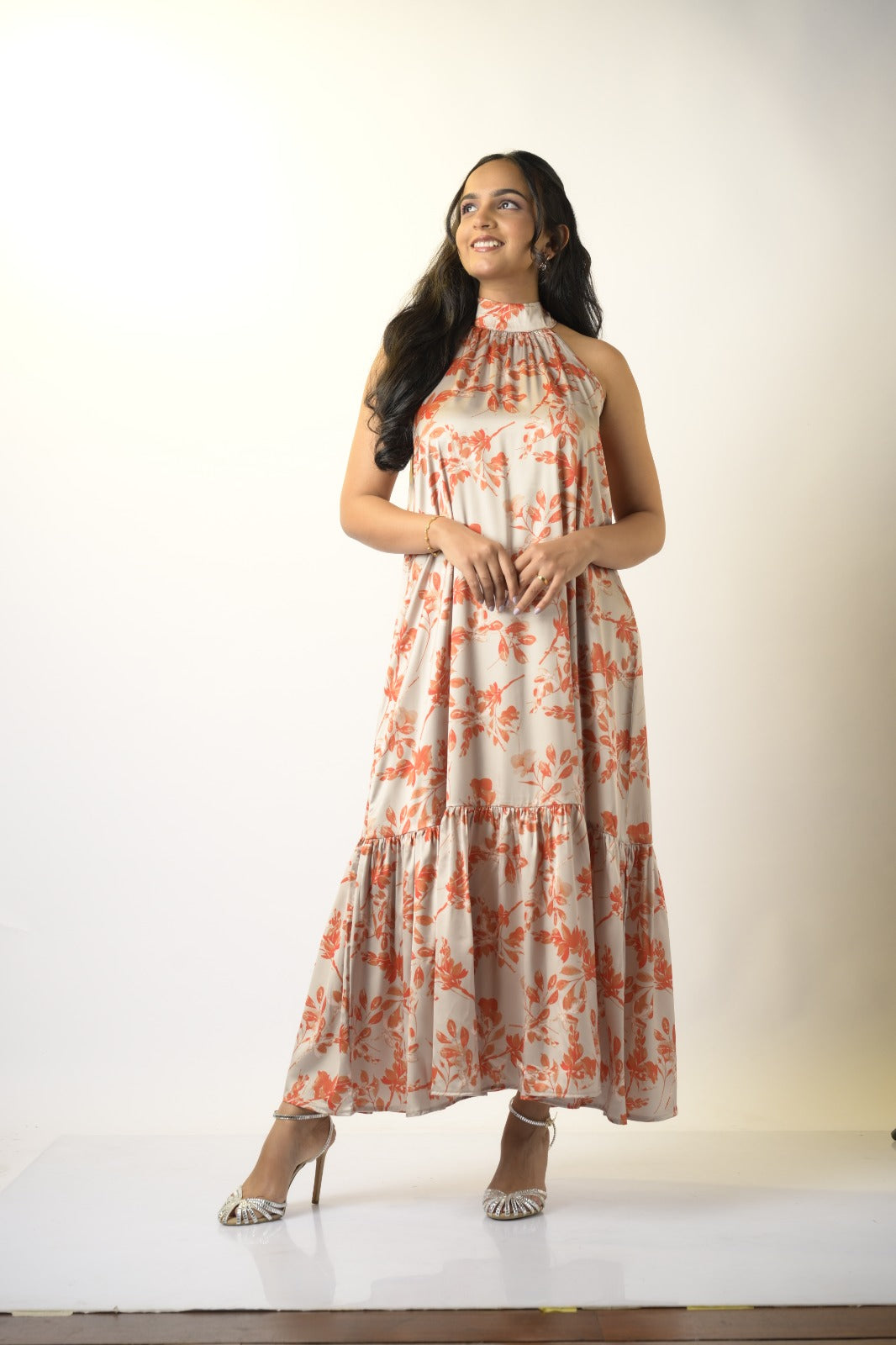 Orange ivory duet maxi dress