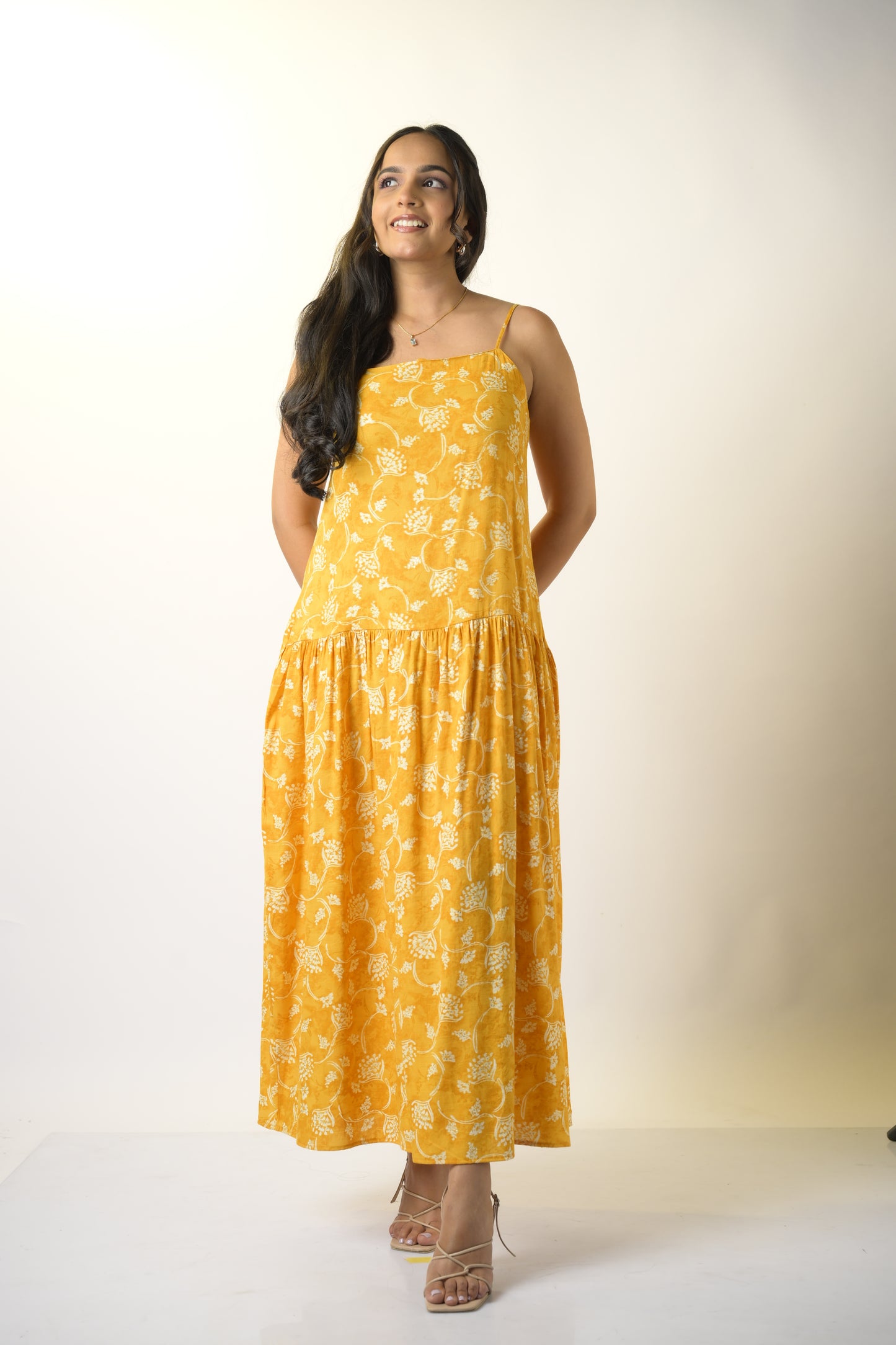 Paradise Bird Yellow maxi dress